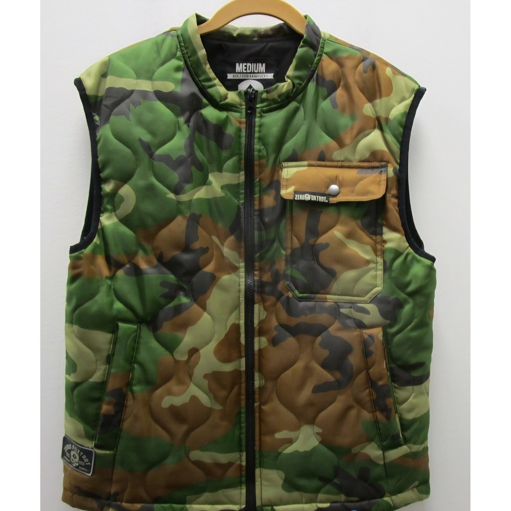 Zero Foxtrot Mens Quilted Camo Woobies Vest Tactical Military Woodland Green M